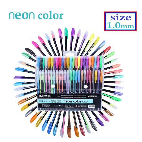Art stationery 12-48 Color Gel Pens Set Refills Pastel Neon Glitter Sketch Drawing Color Pen Set School Marker
