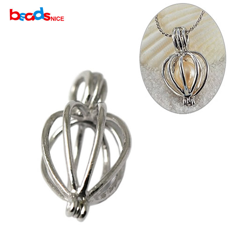 Beadsnice Wholesale Solid Silver 925 Ball Pendants Cage Handmade Silver Cage Pendant Finding for DIY Jewelry Making ID27520