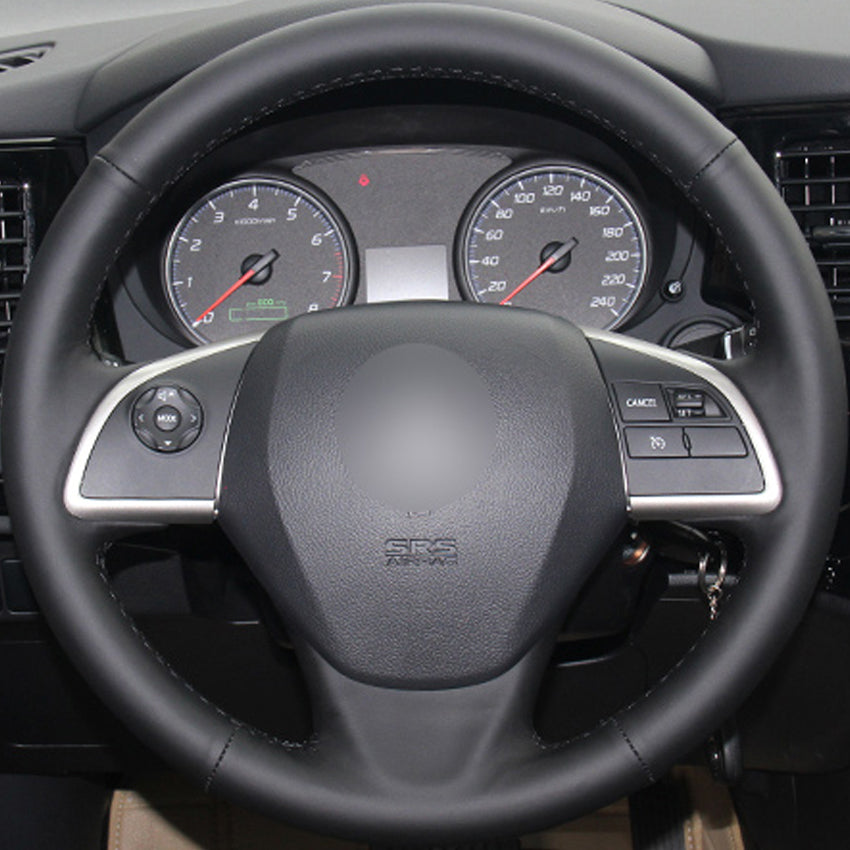 Black Leather Hand-stitched Car Steering Wheel Cover for Mitsubishi Outlander 2013 2014 Mirage 2014 ASX L200 2015 2016
