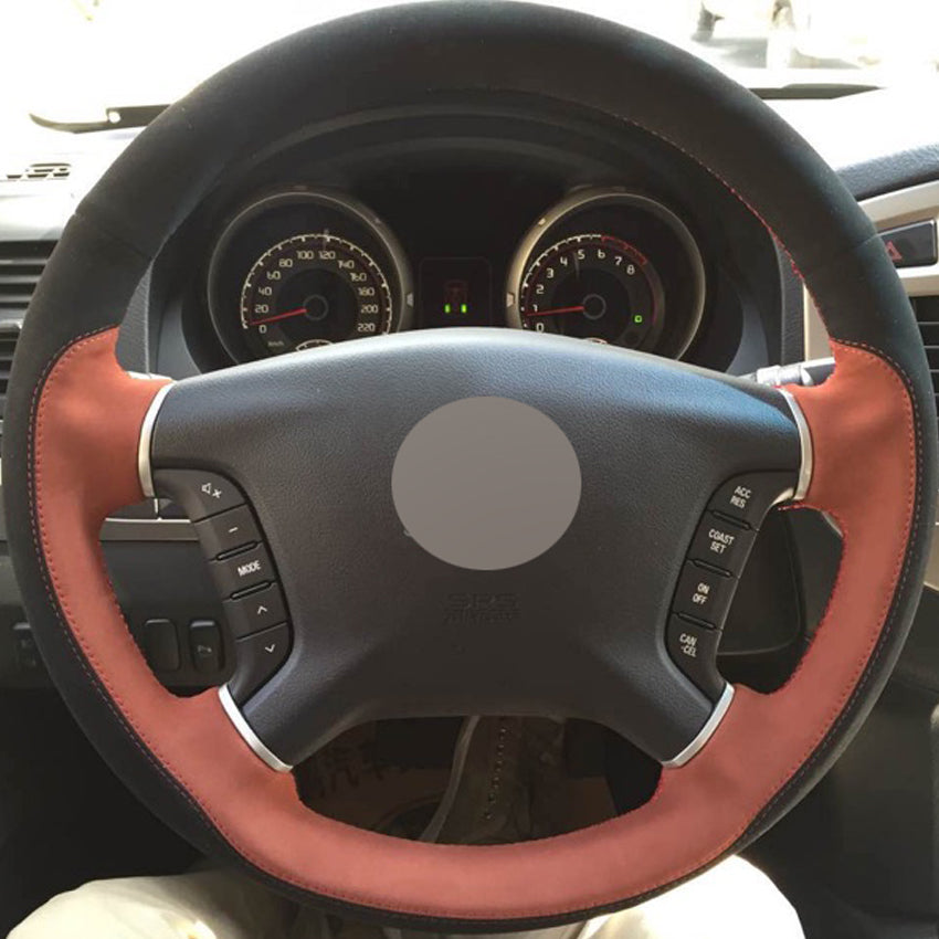 Black Brown Suede Hand-stitched Car Steering Wheel Cover for Mitsubishi Pajero 2007-2014 Galant 2008-2012