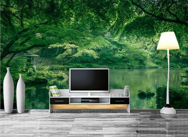 Beautiful Simple Nordic Modern 3d Room Wallpaper Landscape green bedroom Wall papers Home Decor Plants