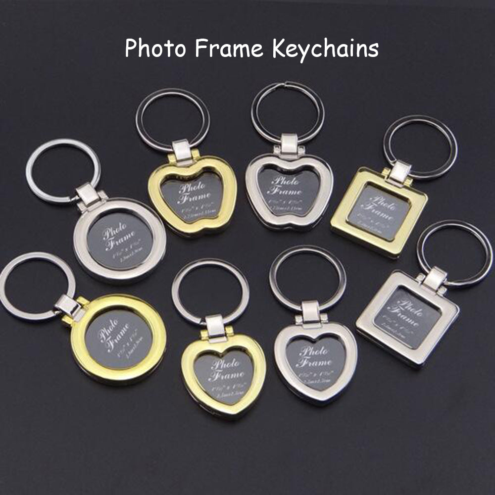 Mini Pendant Design Photo Frame Keychains DIY Insert Photo Picture Frame Keychain Metal Zinc Alloy Keyring Key Ring Lovers Gift