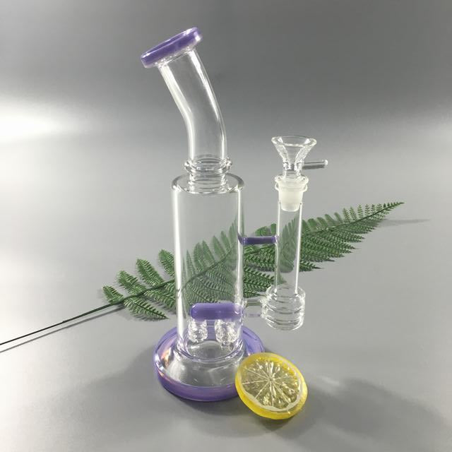 Bubbler glass hookah with two 14 mm female connectors 10 inches high (FC-056)
