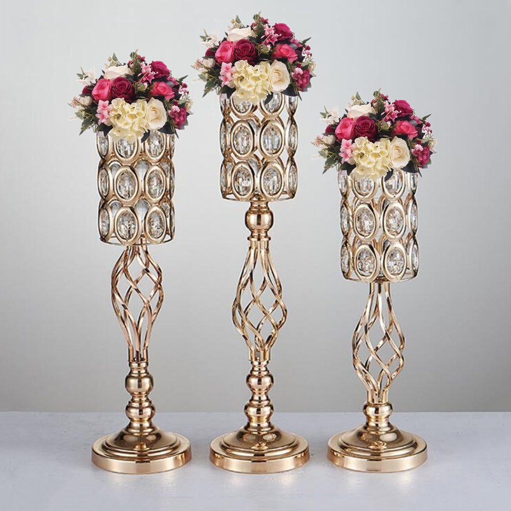 Metal Golden Candle Holders Hollow Wedding Table Candelabra Centerpiece Flower Rack Road Lead Home Decor 10 Pcs - Lot