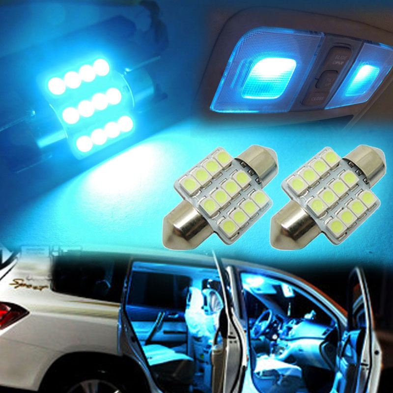 DIY 31MM12-SMD Ice-Blue BLUE Festoon Dome Map Interior LED Light Bulbs Car Roof Lamp 10pcs-LOT