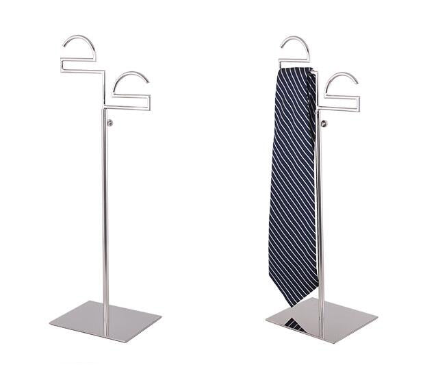 Necktie Display Stand High-grade stainess steel women silk scarf Holder men Ties Scarves double hook Display Stand rack for clothing prop