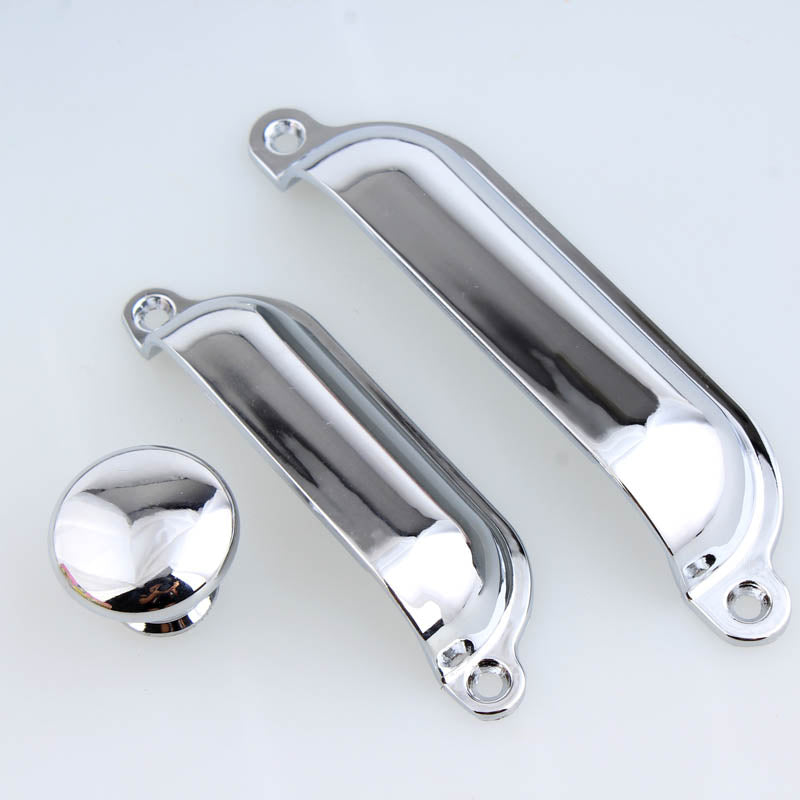 Retro simple shiny silver unfold install shell furniture handles bright chrome shell drawer cabinet knobs pulls good diy handle