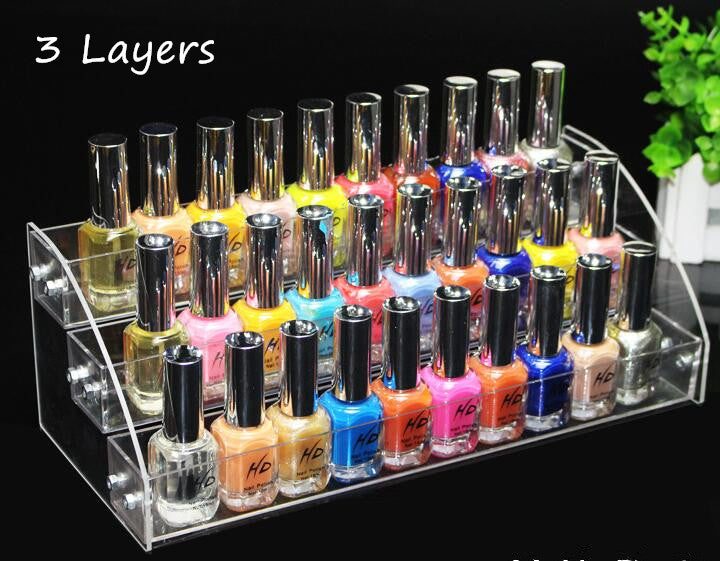 New Promotion Makeup Cosmetic 3 Tiers Clear Acrylic Organizer Mac Lipstick Jewelry Display Stand Holder Nail Polish Rack