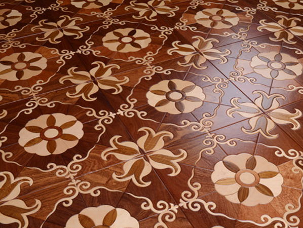 Red Balsamo Wood Flooring Marquetry Sandalwood Parquet floor Tile square design Art Parquetry medallion inlay burma teak engineered furniture cerami