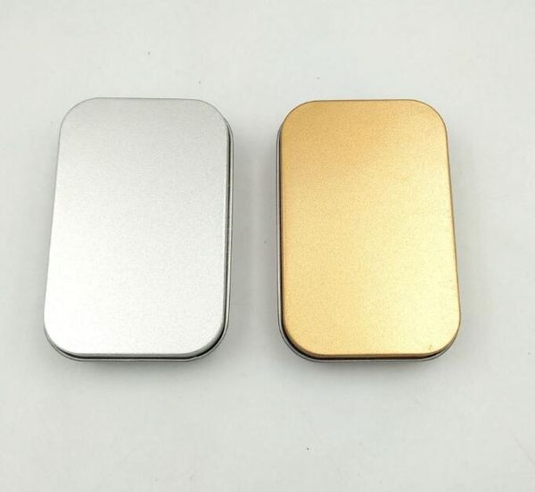 DHL 100pcs Plain silver tin box 9.4cm x 6.1cm x 2cm, rectangle tea candy business card usb storage box case, 100pcs-lot