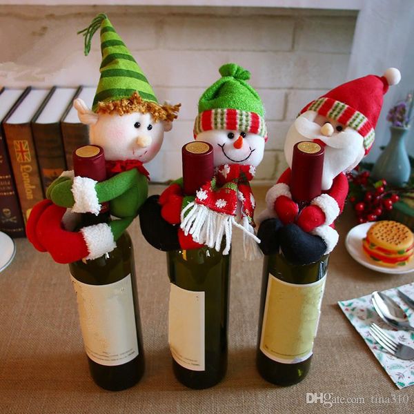 XMAS bottle holder Red Wine Bottle Cover Bags Hug Santa Claus Snowman Dinner Table Decoration Home Christmas Decorations Party Decors LT1202