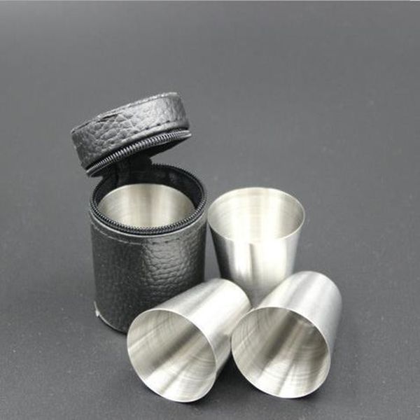 4pcs-set mini 30ml Portable Stainless Steel Wine Cups Drinking Liquor Alcohol Whisky Vodka Bottle Mug Travel Barware Accessories fast