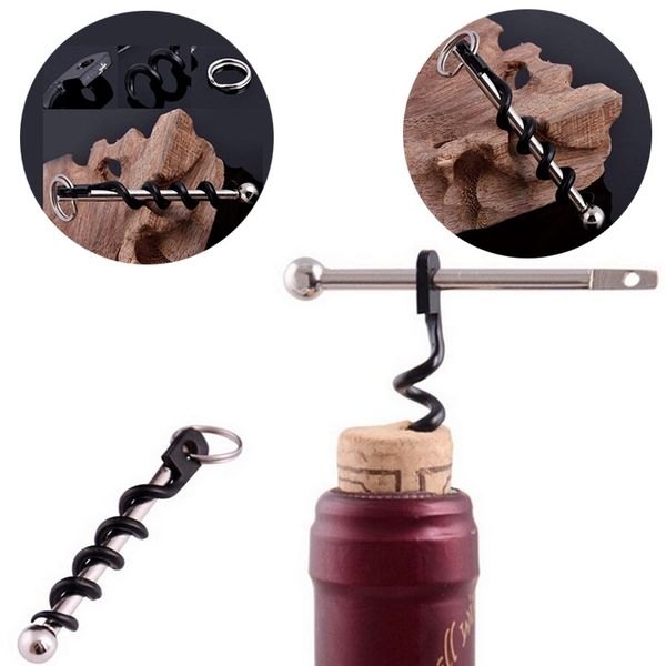 Red Wine EDC Twist Stick Corkscrew Stainless Steel Cork Bottle Puller Opener Keyring Camping Professional Champagne Stopper SC086