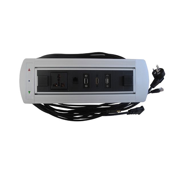 2018 New Motorized Flipping Multi-media Conference Table Desktop Socket - Commercial socket ,silver - black ,1pcs -set Free Shipping