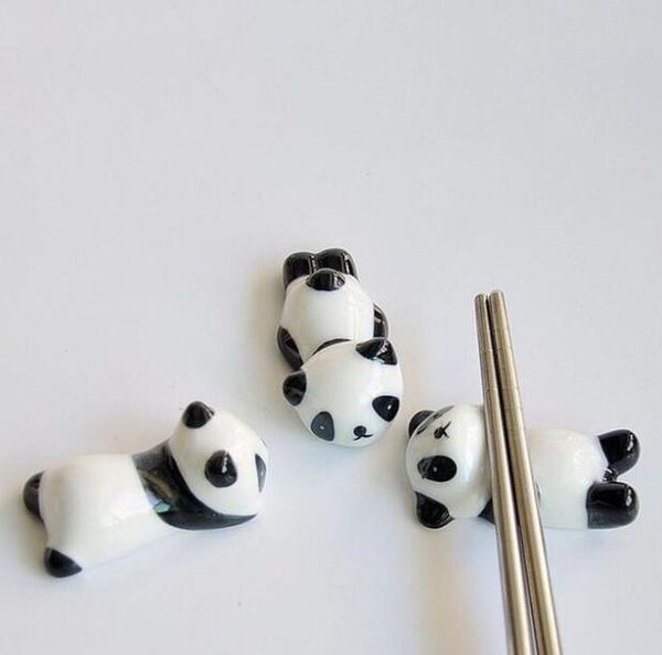 100 Pieces Ceramic Panda Chopsticks Stand Holder Porcelain Spoon Fork Knife Rest Rack Restaurant Table Desk Decor
