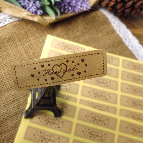 5*1.5cm 500pcs-set long slip brown handmade label kraft paper sticker with love shopping gifts label box bag seal stickers