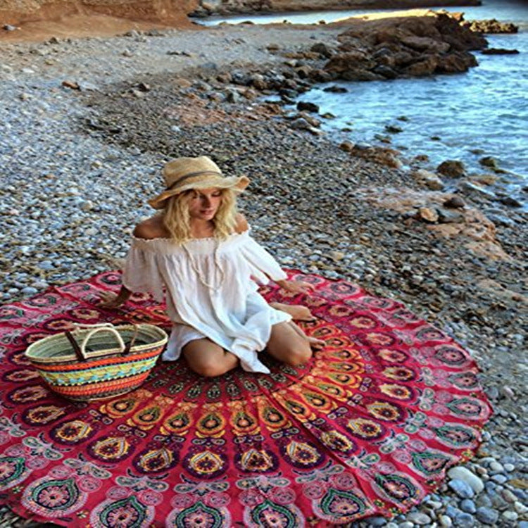 Microfiber Round Beach Towel Wraps Bath Towels Sarongs Geometric Print Summer Scarves Women Sandy Swimming Plage Sunbath