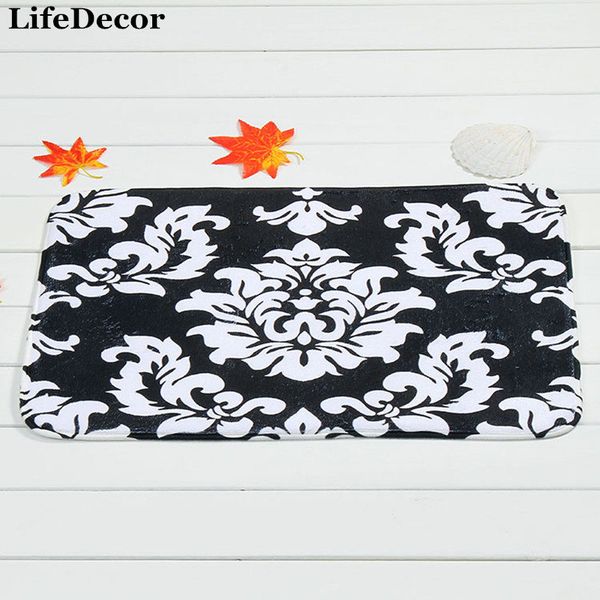 Non-Slip Tapete Para Banheiro Bath Mats Modern Bathroom Shower Mat 40x60cm Coral Velvet Carpet White Flowers Kitchen Doormat