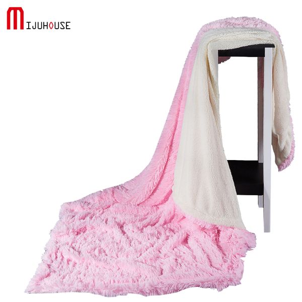 Velvet Mink + Flannel Fleece Blanket A-B Version 2 Layers Manta Borrego Sherpa Blanket For On Sofa-Bed High Quality Soft Throw
