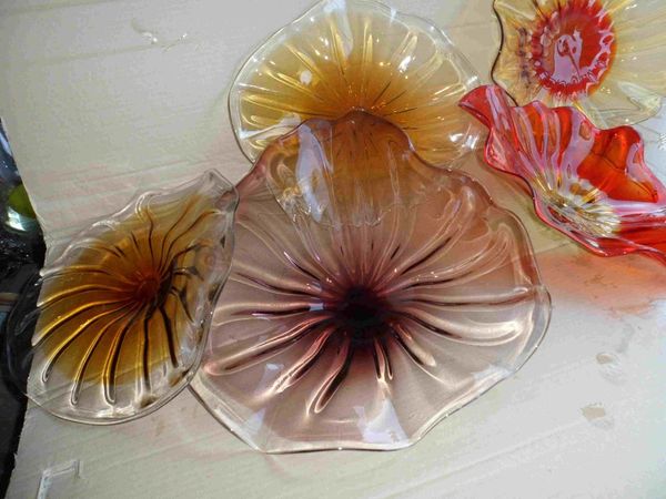 Wall Decoration Blown Lamp Plates Modern Art Decor Custom Made Murano Glass Chihuly Style Plate