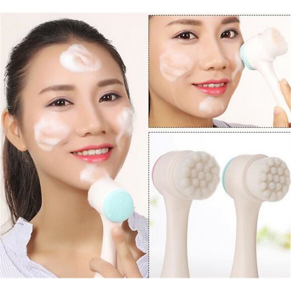 Limpa dupla Limpeza Facial Brush Tamanho Portátil Faculdade Tool de poros Massageador Facial Beauty Brecha GezichtsReinigingsborstel Cepillo