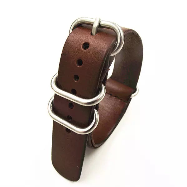 Wholesale-1PCS High quality 18MM 20MM 22MM Nato strap genuine leather dark coffee color Watch band NATO straps zulu strap watch strap-0918