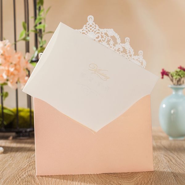 Wishmade Glittery Wedding Invitations Kits With Laser Cut Lace Design Flora Invites Cards Engagement for Birthday Party Bridal Shower