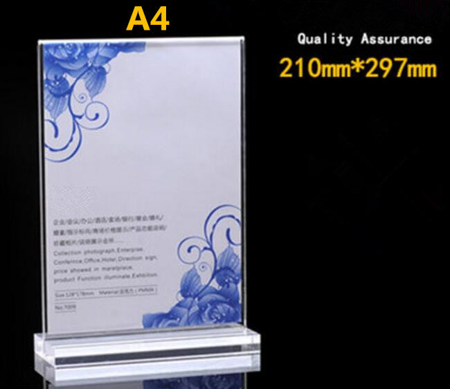 Multifunction A4 T type acrylic poster tag list menu holder clear double-sided display desk sign frame KTV hotel restaurant table label rack