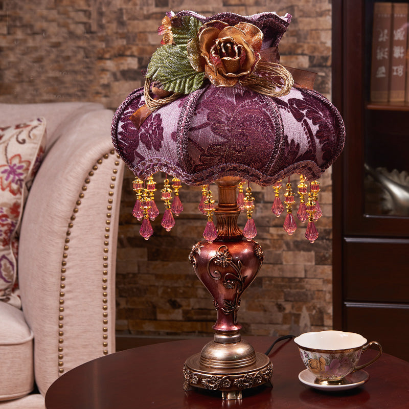 Atmospheric antique Desk lamp American resin Table lamp table lamps for Bedroom living room Bedside led cloth shades Table lights room lamp