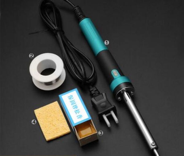 4PCS-SET 40W Thermostatic Soldering Iron Rosin Solder Wire High Temperature Sponge Set Welding Pen Home Electronics Repair Welding Tools