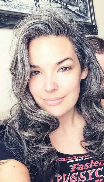 wavy gray pony tail hairpiece salt and pepper silver grey real hair ponytaill wrap around