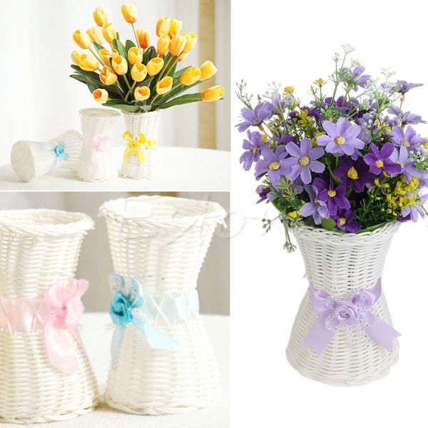 1Pc Artificial Rattan Vase Flower Fruit Candy Storage Basket Garden Party Decor