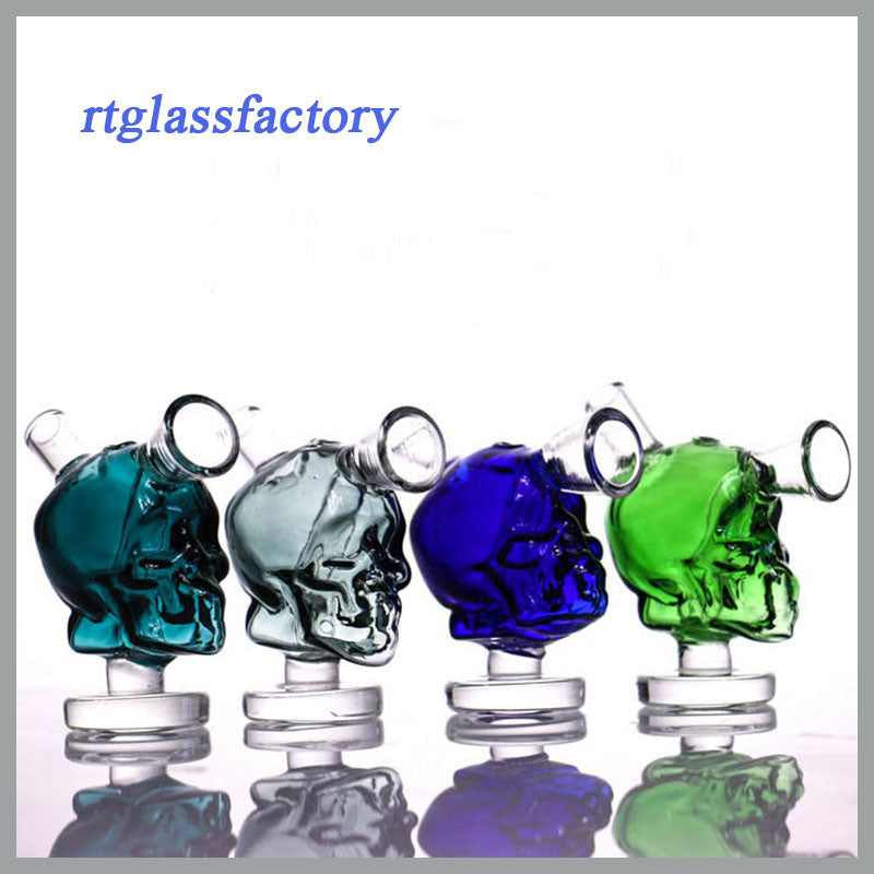 High Quality Mini Glass bong Skull Shaped Hand Pipe Colorful Smoking Accessories Tobacco Bubbler Pipes for gifts