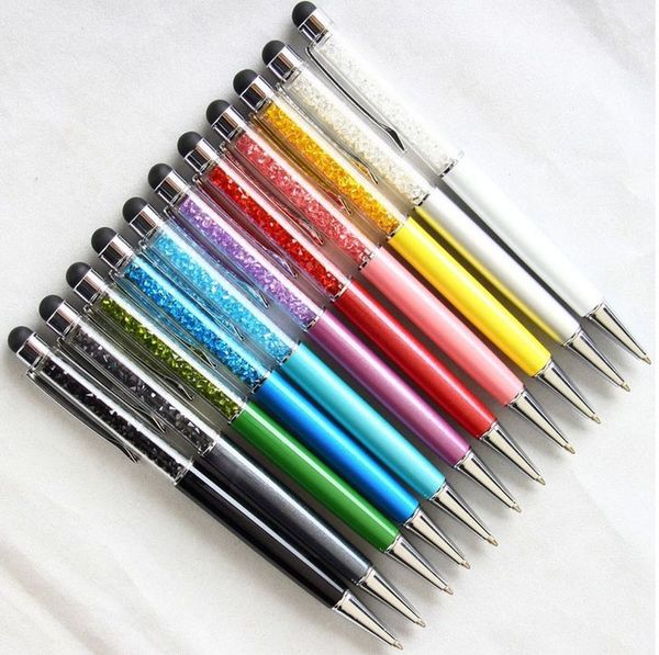 Colorful 2 in 1 Crystal Capacitive Stylus Touch Screen Pen and Writing Ballpoint Pens