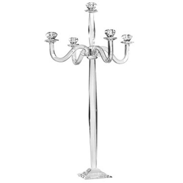 new 5 arms clear glass crystal candle holders candelabra wedding centerpieces