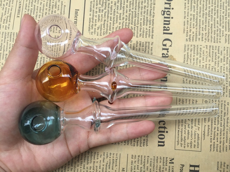 5.5inch Pyrex colorful smoking Glass Oil Burner Spoon tube Pipe Funny Hand Pipes Glass Smoking oil tube Pipes Free Shipping Smoking Tool