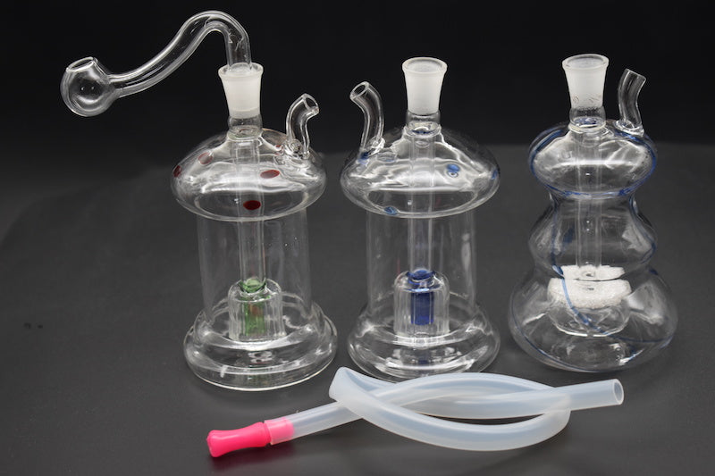Glass Beaker Bong Heady Bongs mini Dab Rig Water pipe Thick oil rigs wax smoking hookah bubbler pipes with 10mm glass bowl hose