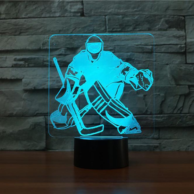 3D Ice Hockey Goalie Modelling Table Lamp 7 Colors Change LED NightLight USB Bedroom Sleep Lighting Sports Fans Gifts Home Decor