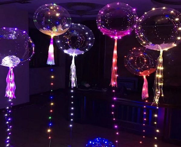 50sets-lot 18 inch Luminous Led Balloon 3M LED String Lights Round Bubble Helium Balloons Kids Toy Wedding Party Decoration