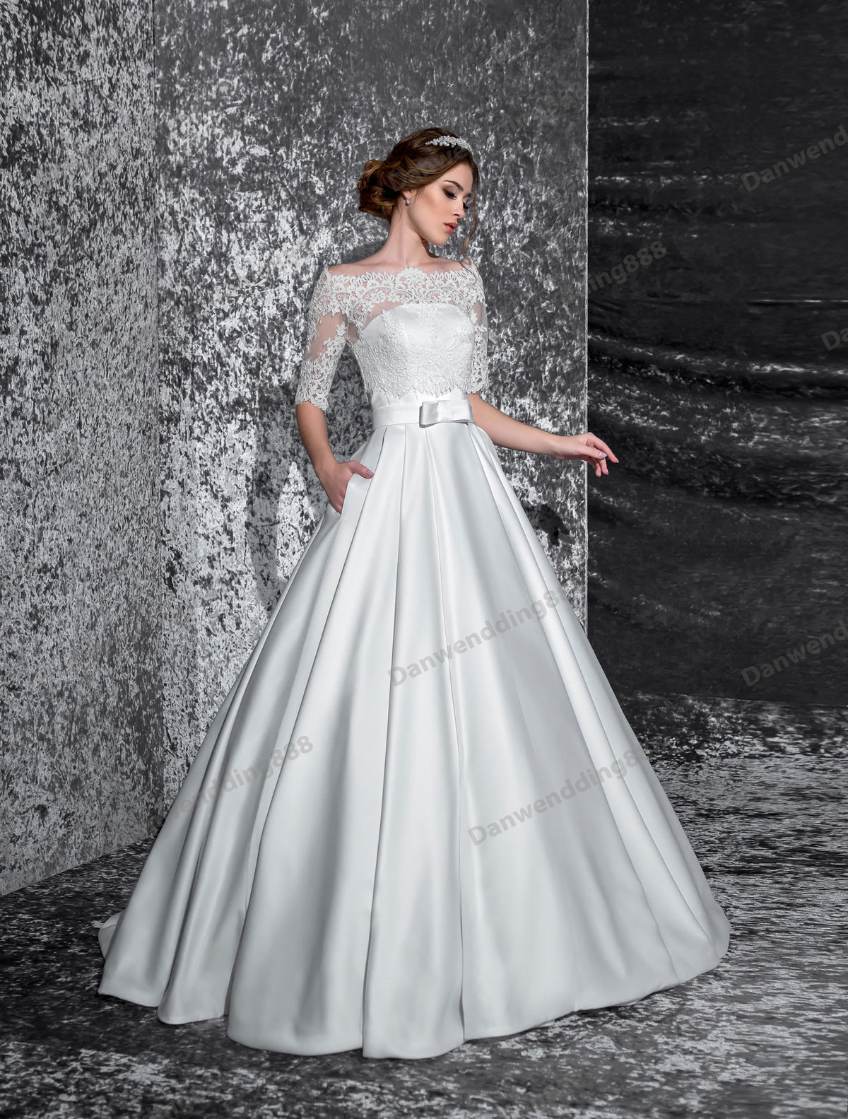 Free Wrap White Satin Strapless A-Line Wedding Dresses Bridal Pageant Dresses Wedding Attire Dresses Custom Size 2-16 ZW608054