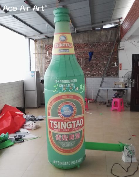 wholesale Giant Beer Shape Inflatable Wine Bottle Advertising Exhibition Airblown Juice Beer Green Wine Bottle Balloon Model With Air Pump