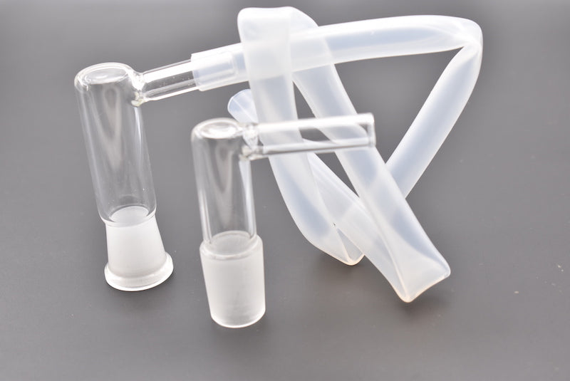 wholesale cheap Glass Aroma Tube L Sharp 14MM-18MM Female-male Glass smoking adapter Glass Elbow Adapter with hose for water bongs