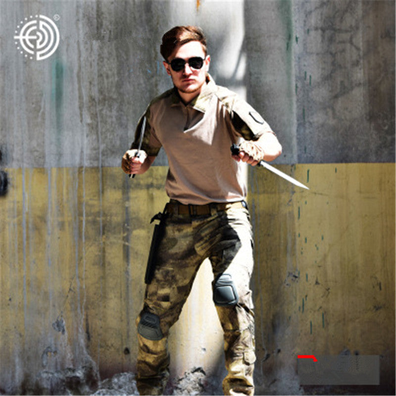 Russia Men Tracksuits Outerwear Sets Quick-drying clothes Wild Army Military fan Camouflage print green Short sleeve Desert Wilderness Sets