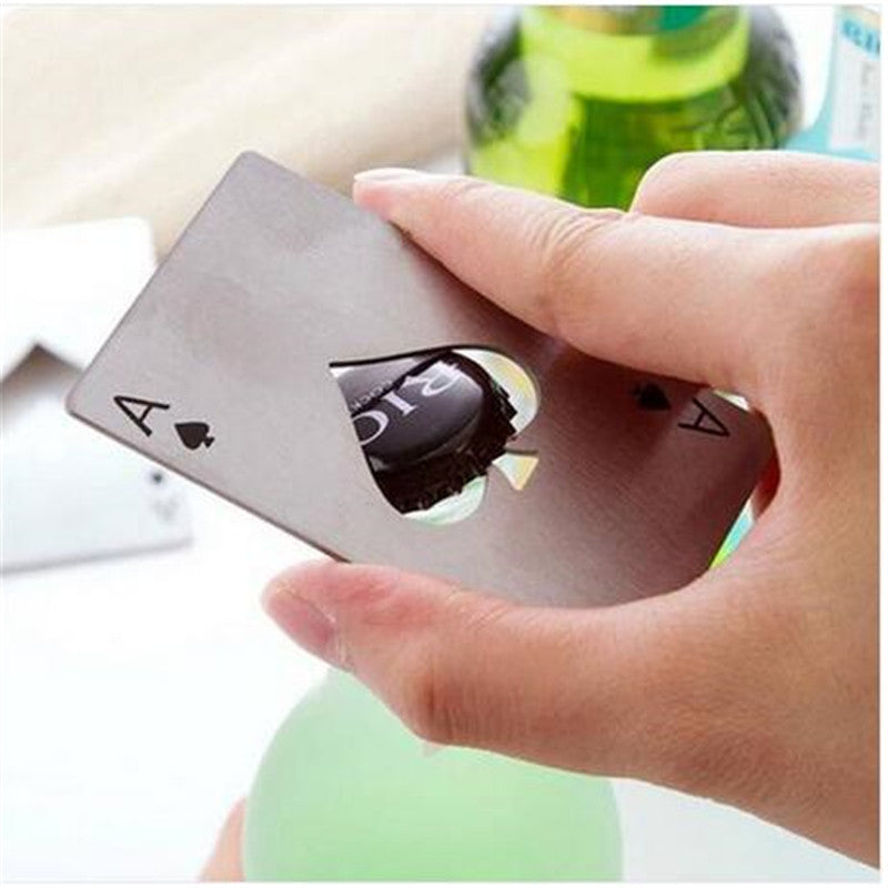 Free shipping wholesaes hot sale Portable Stainless Steel Poker Ace of Spades Bar Tool Beer Bottle Cap Opener