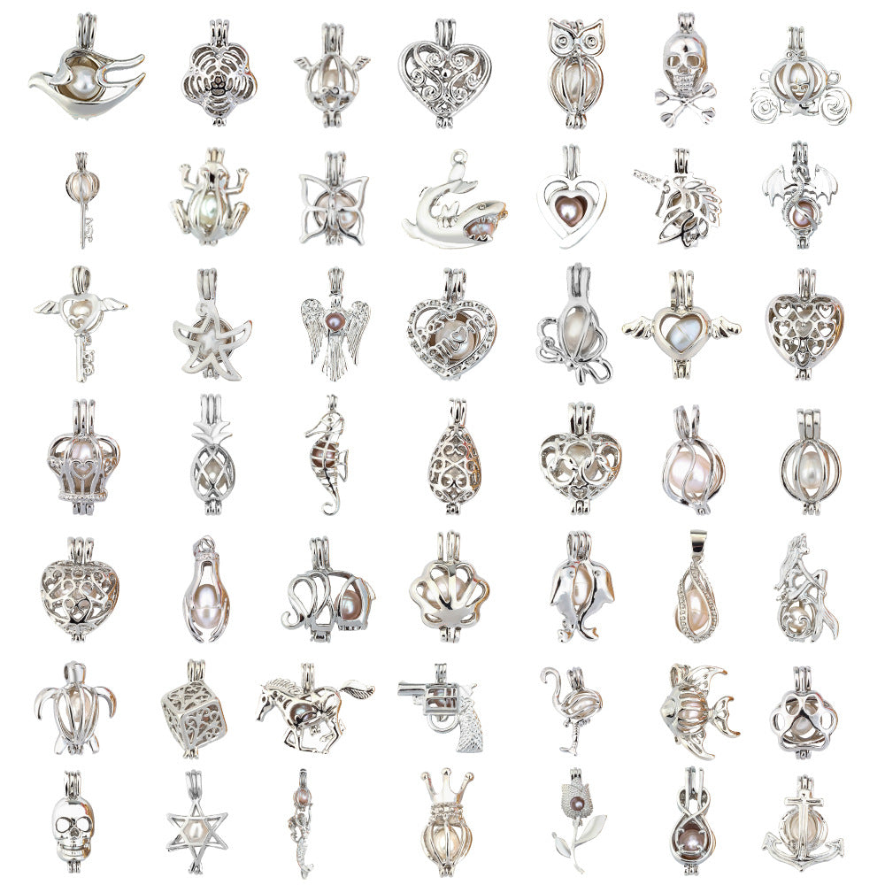 Silver Pearl Cage Pendant Add Your Own Beads Mix 62 Styles Hollow Aromatherapy Essential Oil Diffuser Locket Pendant For Women Diy Jewelry