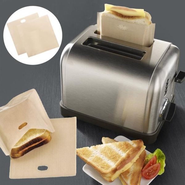 2018 PTFE Sandwich Toasters bread cake Bag reusable non stick baking bag barbecue microwave oven Fries Heating bag BBQ bags 16*16.5cm SN636