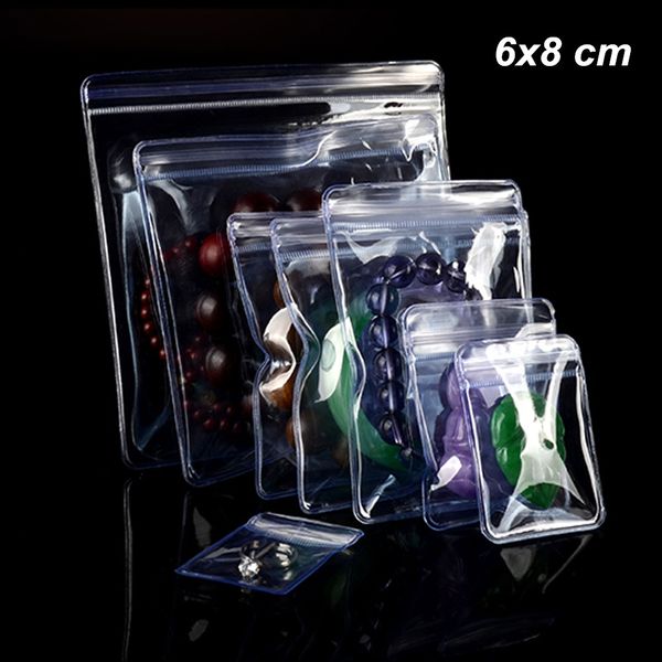 6x8 cm 100 Pack Clear PVC Anti-Oxidation Zipper Lock Jewellery Display Pouch Resealable Jewelry Poly Plastic Packaging Bags for Pearls Jade