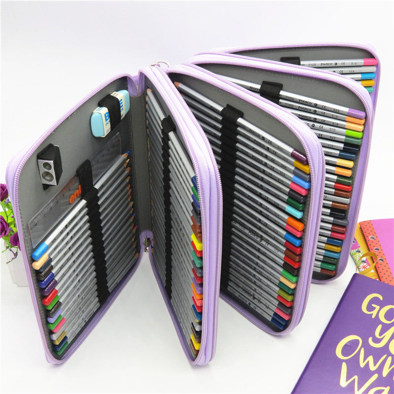 184 Slots Pencil Bags Super Large Capacity Pens Cases 4 Layers Practical PU Pen Box Pouch Case Holder for Man 122647