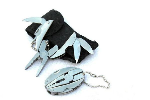 Multi function pliers mini folding tongs including screwdriver filer knife keychain outdoor equipment hand tools tortoise pliers wen7103