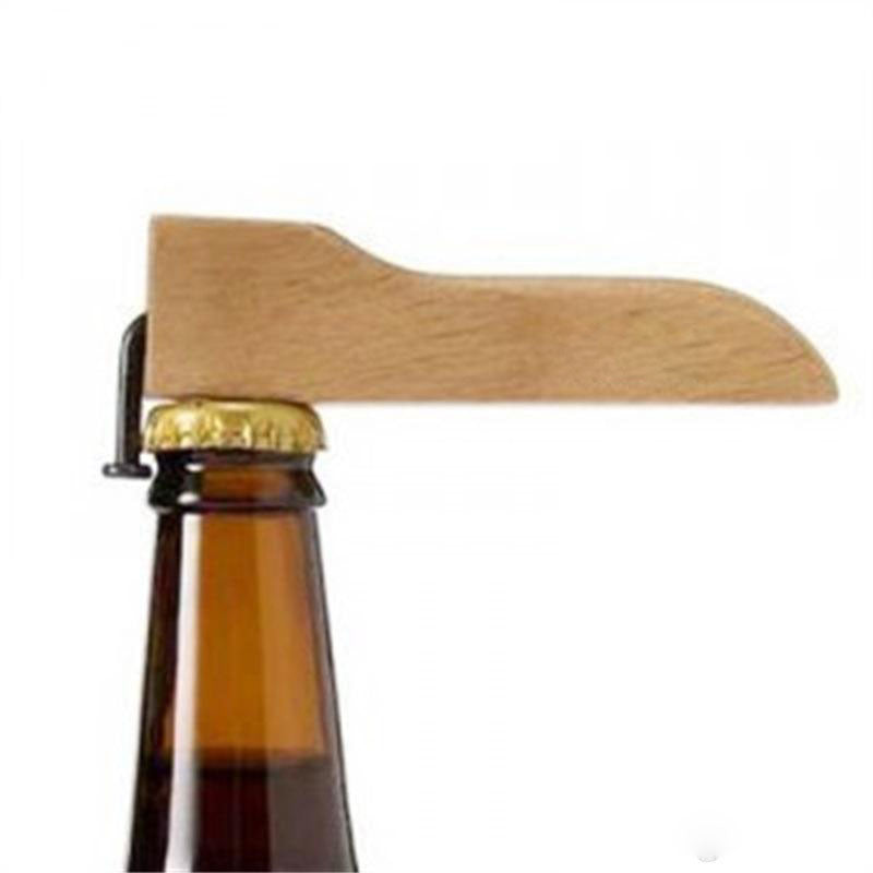 Beer Bottle Opener with Wooden Handle Nail Beverages Corkscrew Kitchen Bar Supplies